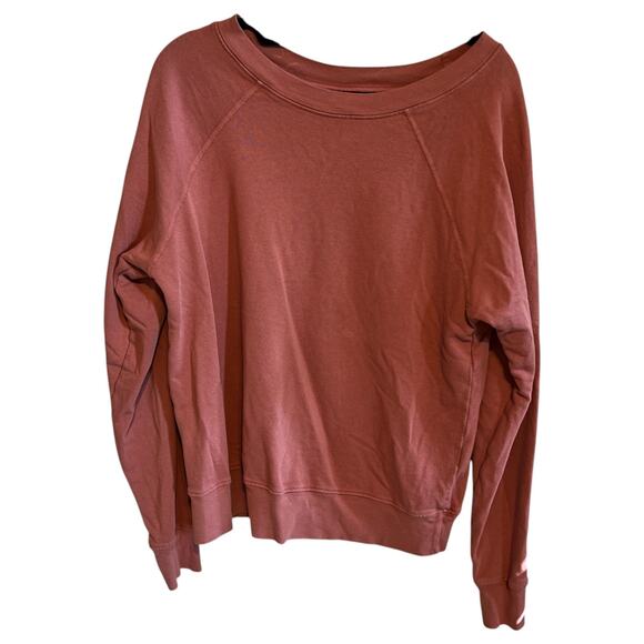 Mate The Label Organic Cotton Raglan French Terry Sweatshirt Rust Brown Size S - Picture 1 of 5